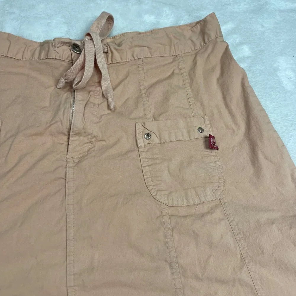 XCVI Wearables Womens Drawstring A-Line Skirt‎ Size Medium Cotton Pockets Peach